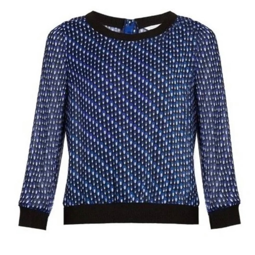 Diane von Furstenberg 100% Silk Long Sleeve Blouse in Size 10
